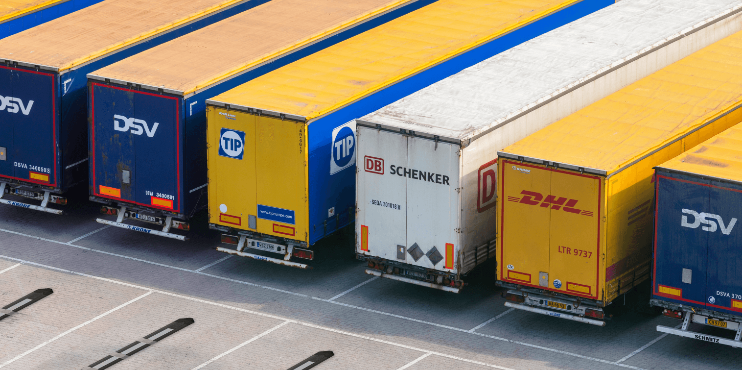 Trucks in line
